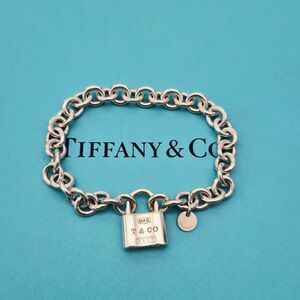 Tiffany & Co. Sterling Silver 1837 Lock Padlock Charm 7 in Bracelet